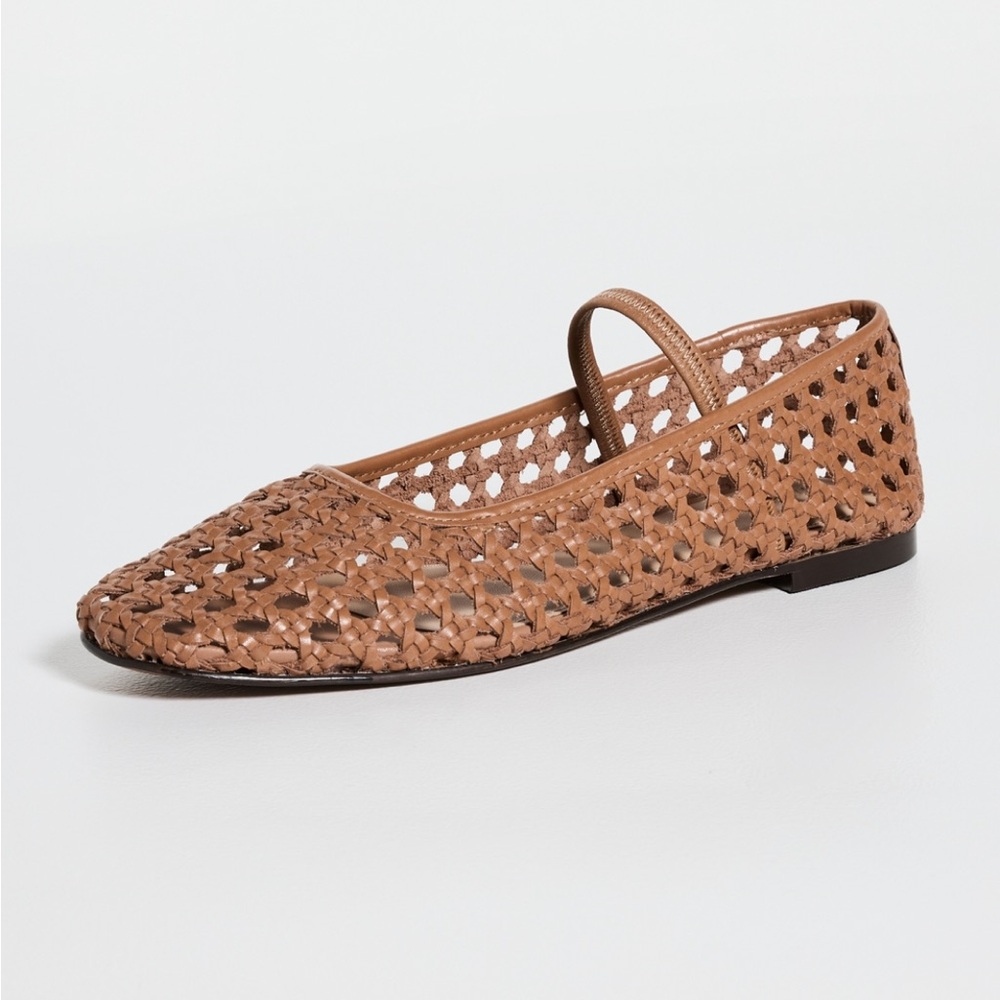 Madewell Greta Ballet Flats in Open-Weave Leather in Desert Camel